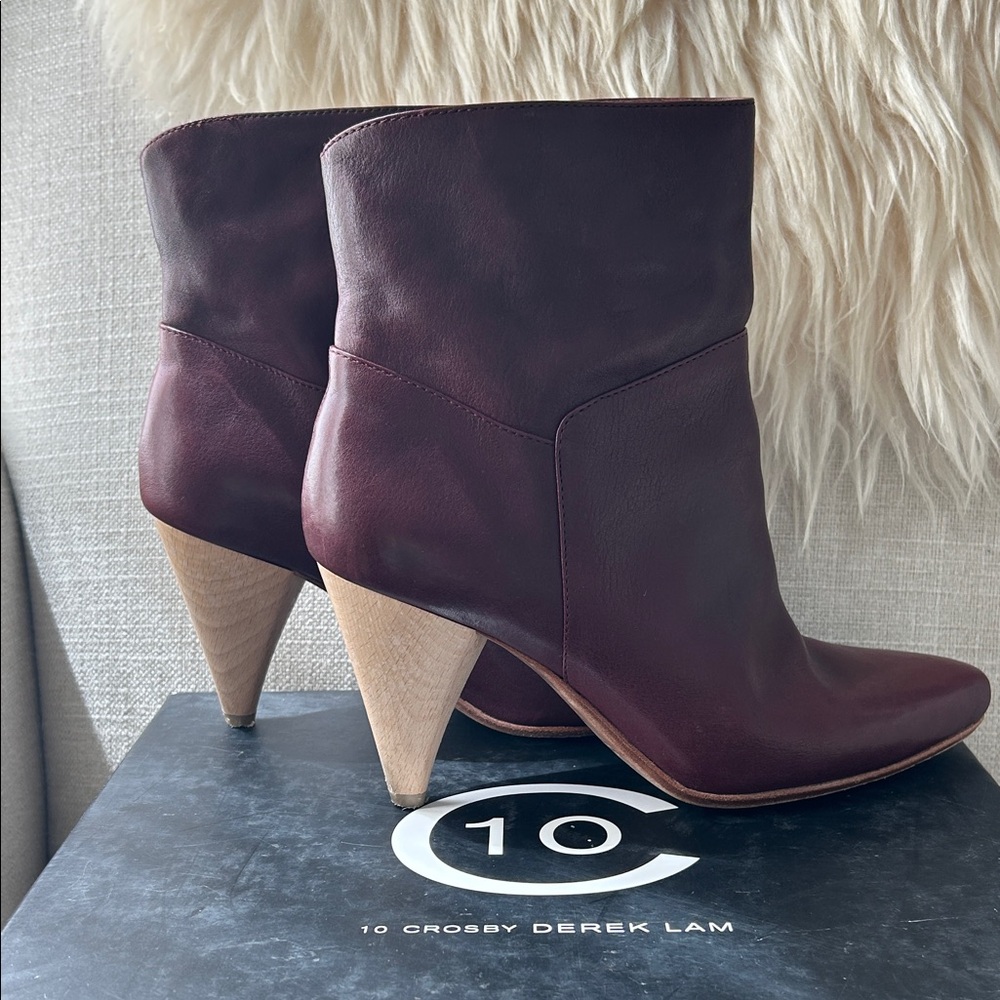 10 Crosby Derek Lam Women's Dark Red Heeled Boots